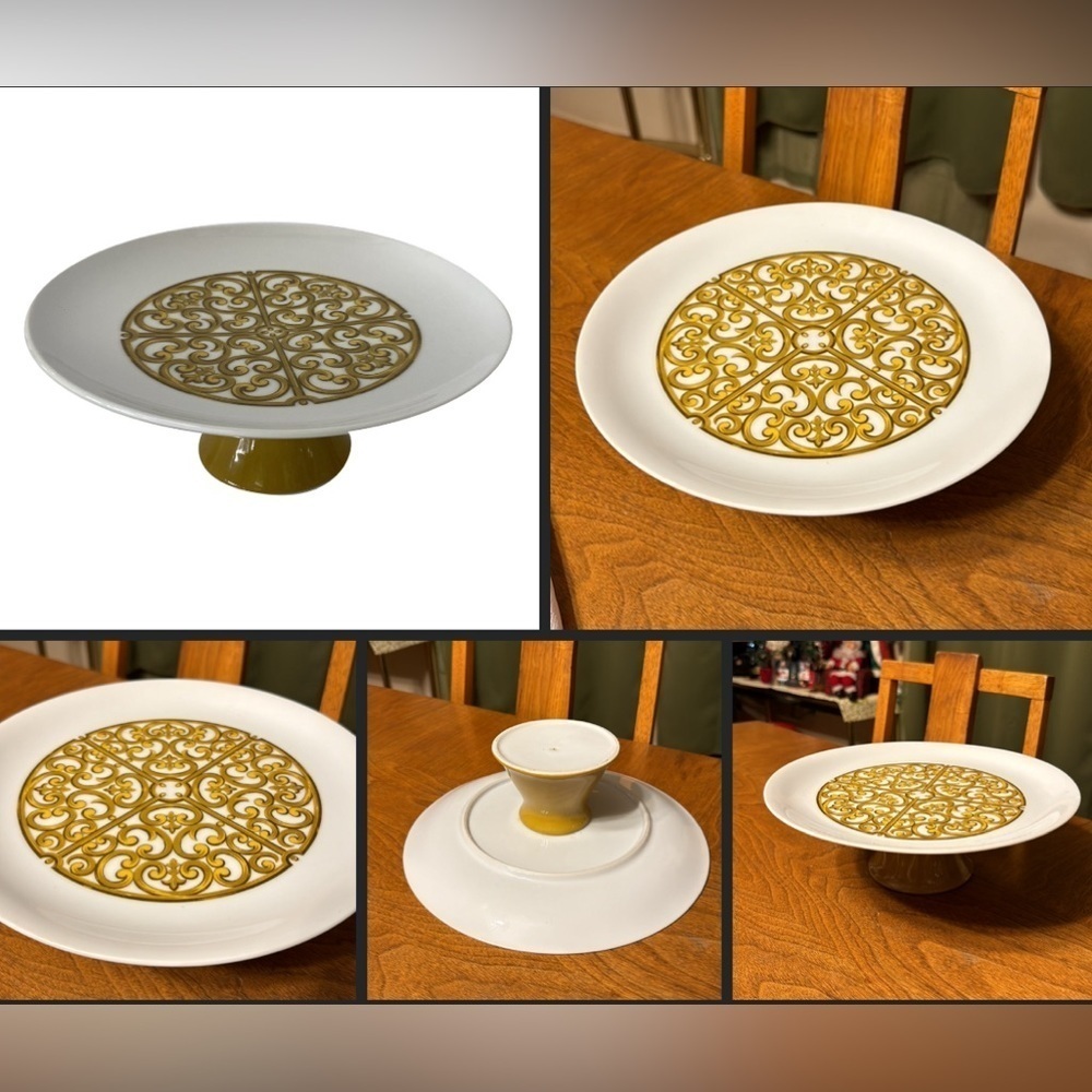 Vintage 1970s Georges Briard Cake Plate MCM Footed Georges Briard Cake Plate